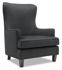 Fauteuil d’appoint à oreilles Sofa Lab de 32 po fabriqué au Canada en tissu d’apparence lin - gris Pax Pepper
