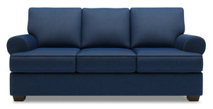 Sofa-lit personnalisable Roll de Sofa Lab de 86 po fabriqué au Canada en tissu d’apparence lin avec accoudoirs enroulés - bleu Pax Navy