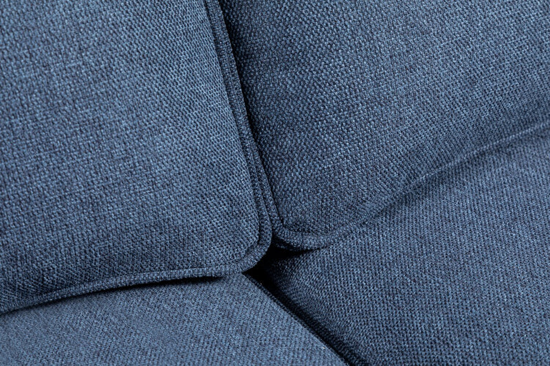 Sofa Kassia de Kort & Co. de 90,6 po en tissu d’apparence lin avec base et pattes en bois - bleu