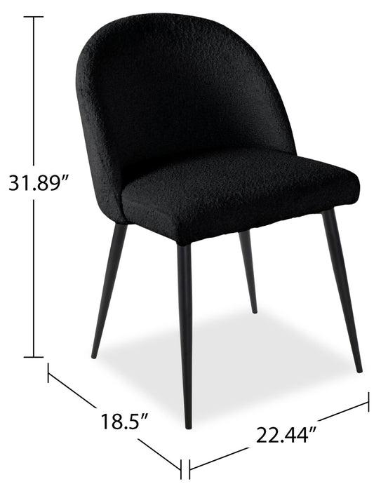 Chaise de salle à manger Bali en tissu bouclé et en métal - noire
