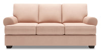 Sofa Roll de Sofa Lab de 86 po fabriqué au Canada en tissu d’apparence lin avec accoudoirs enroulés - rose Pax Rose
