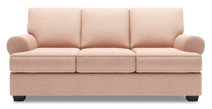 Sofa personnalisable Roll de Sofa Lab de 86 po fabriqué au Canada en tissu d’apparence lin avec accoudoirs enroulés - rose Pax Rose