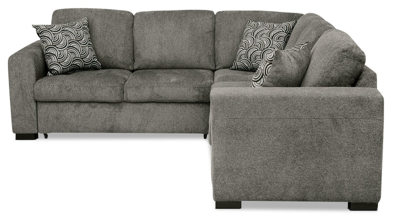 Izzy 3-Piece Chenille Left-Facing Sleeper Sectional - Pewter
