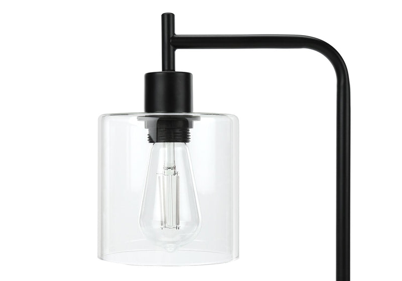 Lampe de table de 20 po en métal noir avec recharge USB