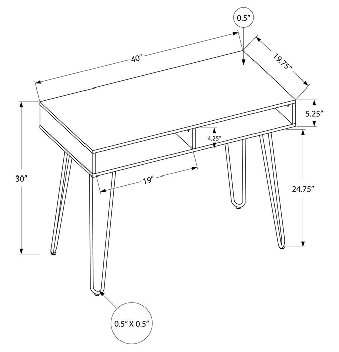 Bureau Ezra de 40 po avec compartiments ouverts - gris
