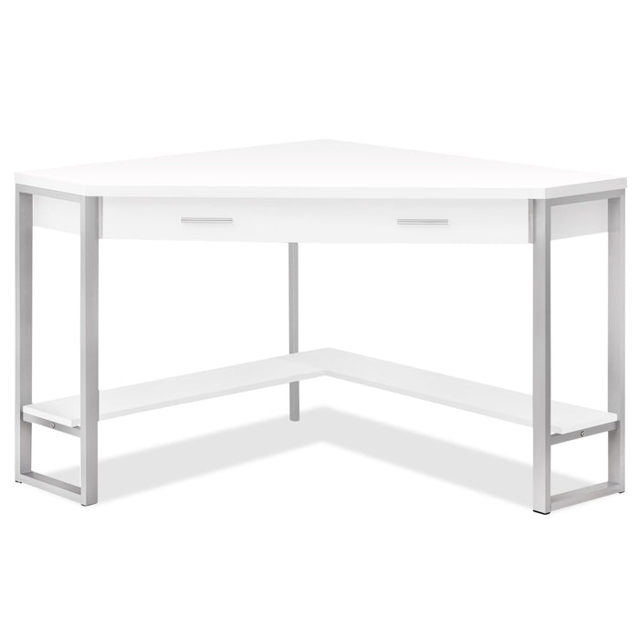 Bureau en coin Christiana de 42 po à tiroir - blanc
