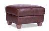 Pouf Vita de Château d’Ax de 31 po en cuir 100 % véritable avec coutures à motif de diamant et pattes en bois - brun