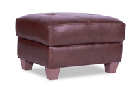  Pouf Vita de Château d’Ax de 31 po en cuir 100 % véritable avec coutures à motif de diamant et pattes en bois - brun
