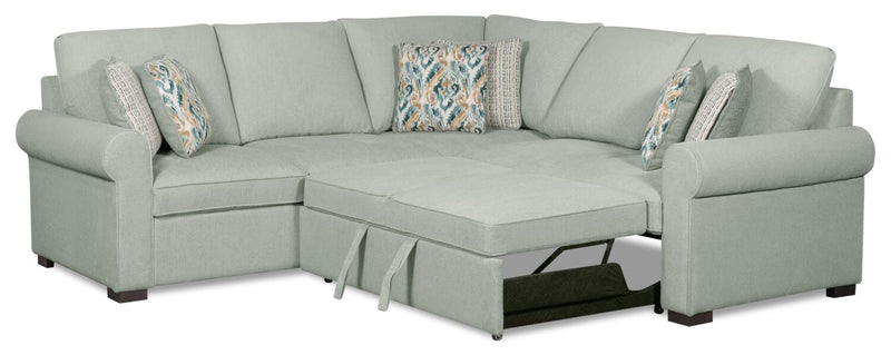 Sofa-lit sectionnel de droite Haven de Scott Living 2 pièces en tissu de chenille - bleu écume de mer