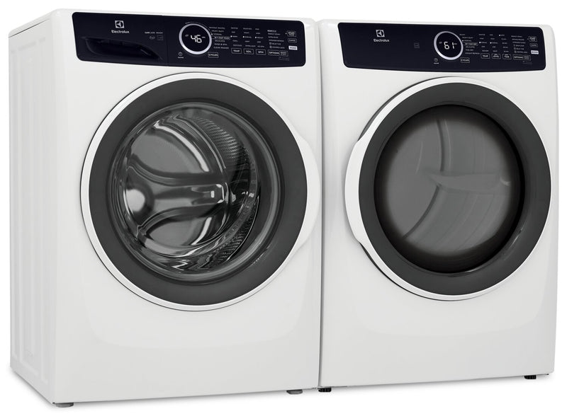 Laveuse à chargement frontal de 5,2 pi³ et sécheuse à gaz de 8 pi³ de Electrolux - blanches
