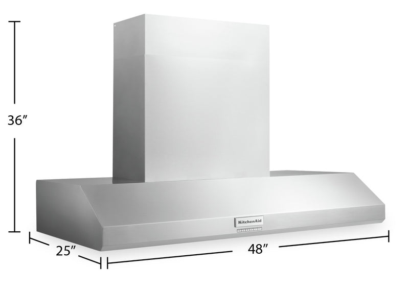 Hotte de cuisinière murale à pavillon KitchenAid de style commercial de 48 po - KVWC958KSS