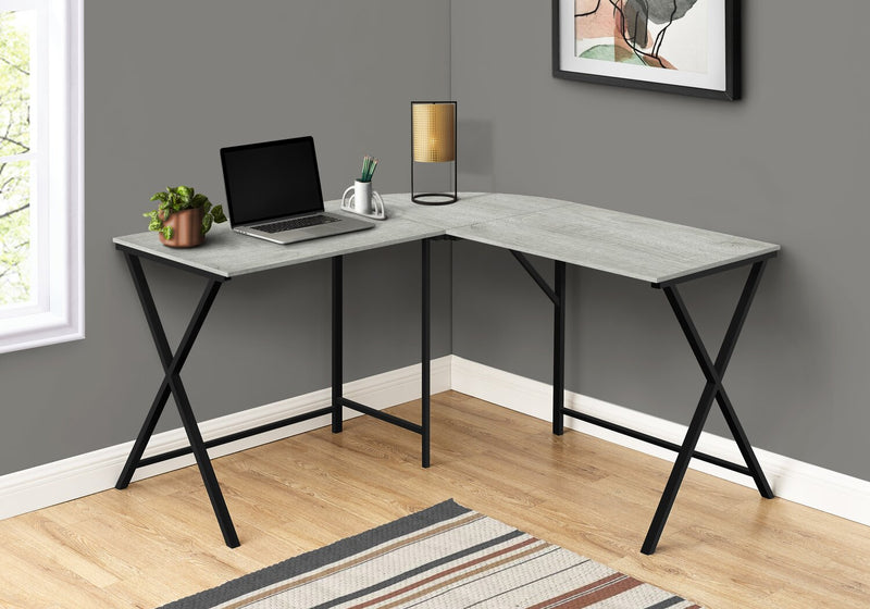 Bureau en coin en forme de L Lidia de 55,25 po - gris