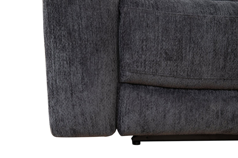 Causeuse à inclinaison électrique Atlantis de 72 po en tissu avec console de rangement, ports USB et position zéro gravité - gris foncé