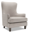 Fauteuil d’appoint à oreilles Sofa Lab personnalisable de 32 po fabriqué au Canada en tissu d’apparence lin - gris Pax Slate