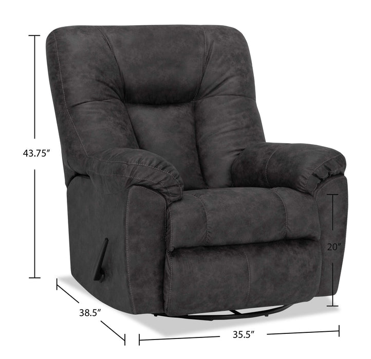Fauteuil pivotant, berçant et inclinable Design à mon image de 35,5 po en tissu d’apparence cuir - gris ardoise Ranger