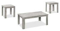 Ensemble 3 tables traditionnelles Remy de 44 po (table à café et 2 tables de bout) - gris