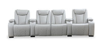  Sofa sectionnel à inclinaison électrique Cinema 5 pièces en apparence cuir avec appuie-têtes électriques - gris brume cosmique