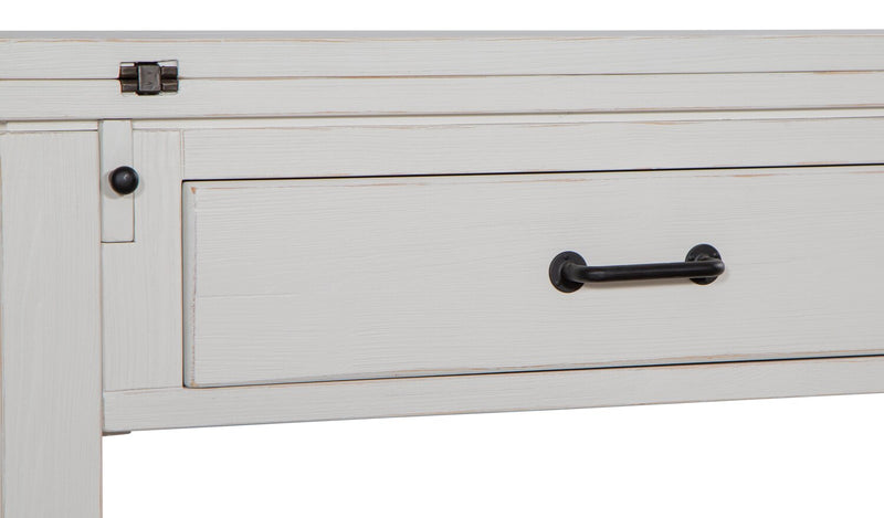 Table de salon moderne Harper de 60 po avec rangement et tablette - pin blanc