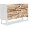 Commode moderne du milieu du 20e siècle Wolf de 59 po (L) x 33,9 po (H) à 6 tiroirs pour la chambre à coucher - deux teintes, blanc et naturel