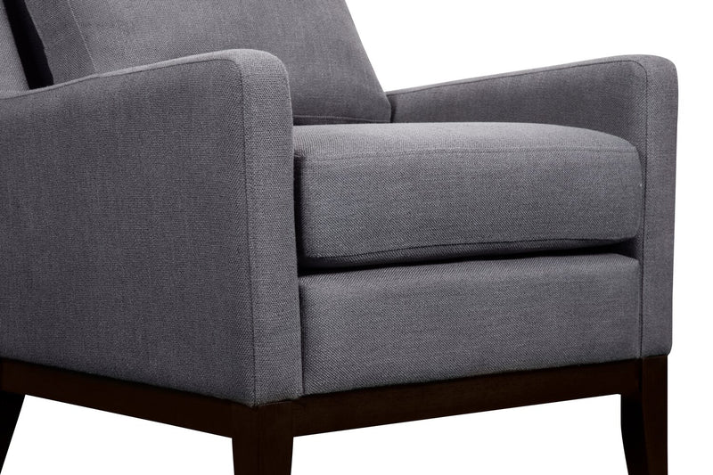 Fauteuil d’appoint Adel de 28,5 po en tissu d’apparence lin avec base en bois - gris foncé