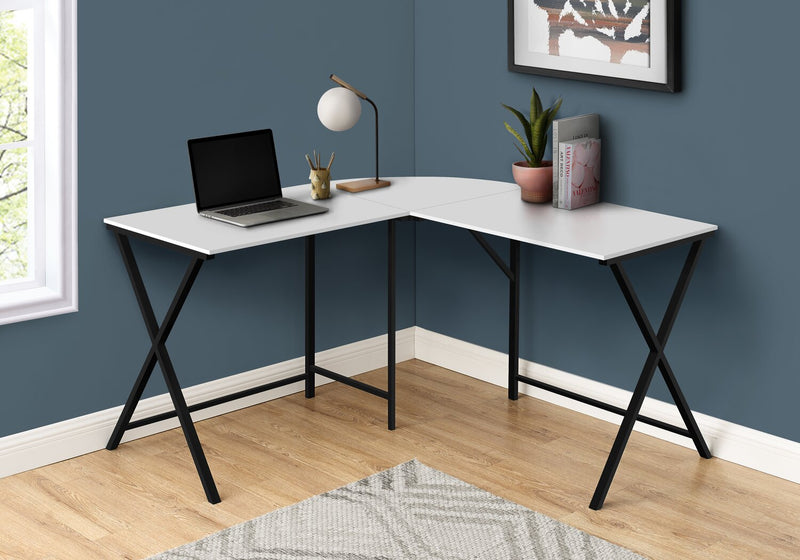 Bureau en coin en forme de L Lidia de 55,25 po - blanc