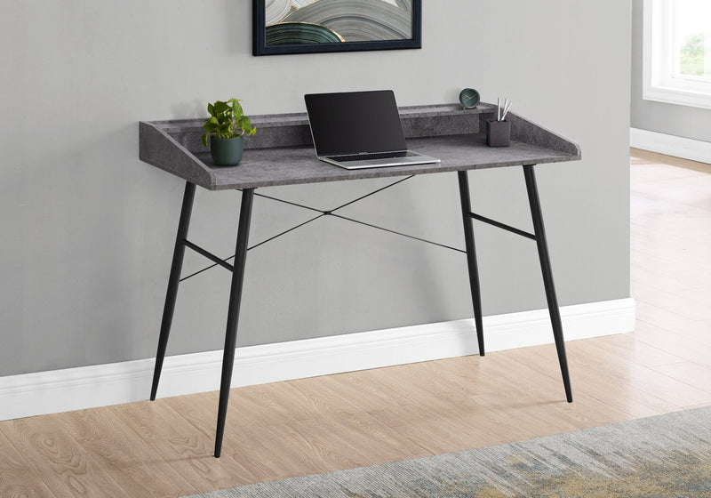 Bureau Jeremy de 47,25 po avec petite crédence - imitation de pierre grise