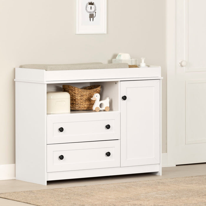 Table à langer Zoe pour bébé avec tiroirs de rangement - blanche