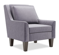 Fauteuil d’appoint club Sofa Lab de 29 po fabriqué au Canada en tissu de velours avec pattes en bois - gris Granite Grey