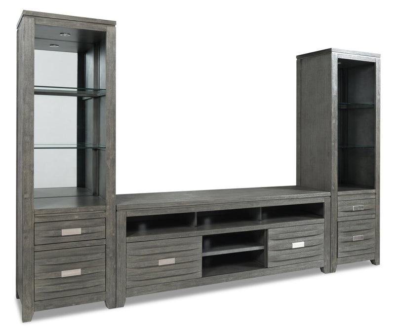 Bronx 3-Piece Entertainment Centre with 50" TV Opening - Grey - Contemporary style Wall Unit in Grey Acacia