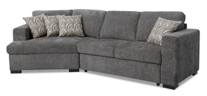 Izzy 2-Piece Chenille Sleeper Sectional with Left-Facing Cuddler - Pepper | Sofa-lit sectionnel Izzy 2 pièces en chenille avec fauteuil arrondi de gauche - poivre | IZZCPLC2