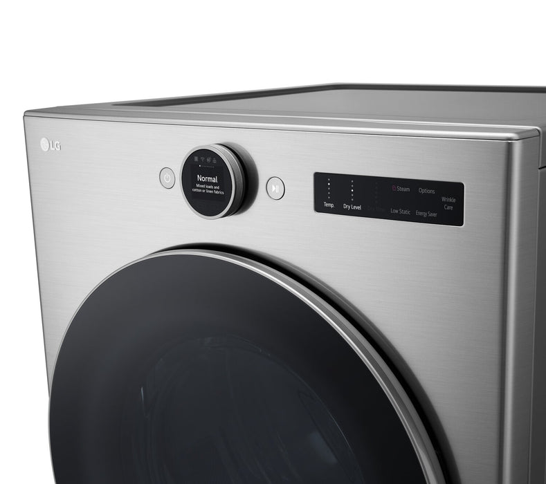 Sécheuse électrique intelligente LG de 7,4 pi³ avec vapeur - acier graphite - superposable - DLEX5500V