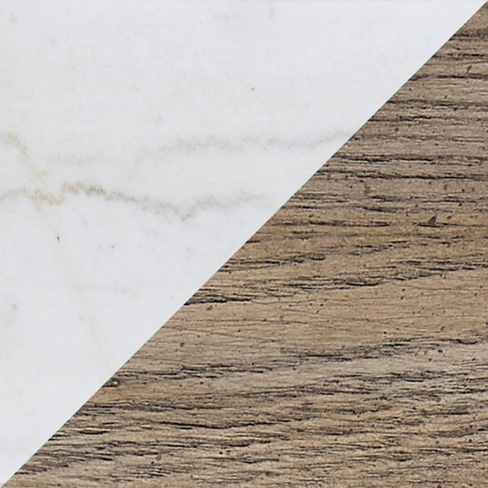 Table de bout moderne Corsa de 24 po - dessus en marbre avec base en bois gris-brun