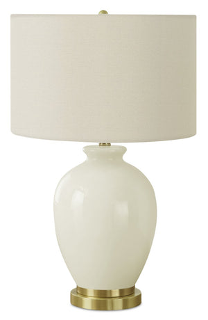 Lampe de table de 26 po en céramique avec abat-jour ivoire - crème