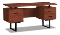 Bureau réversible Teagan de 60 po à 3 tiroirs - cerisier