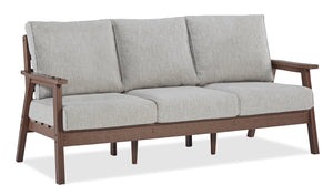 Sofa Nome pour la terrasse à l’extérieur - plastique à haute densité et tissu Nuvella, résistant aux rayons UV et aux intempéries - brun et beige