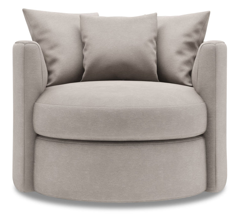 Fauteuil d’appoint pivotant Nest de Sofa Lab personnalisable de 41 po fabriqué au Canada en tissu d’apparence lin - gris Pax Slate