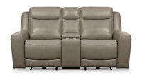  Causeuse à inclinaison électrique Prescott de Scott Living de 79 po en cuir véritable avec appuie-têtes électriques - grise