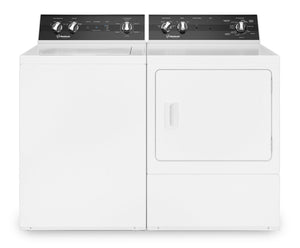 Laveuse à chargement par le haut de 3,2 pi3 et sécheuse à gaz de 7 pi3 de Huebsch - blanches