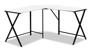 Bureau en coin en forme de L Lidia de 55,25 po - blanc