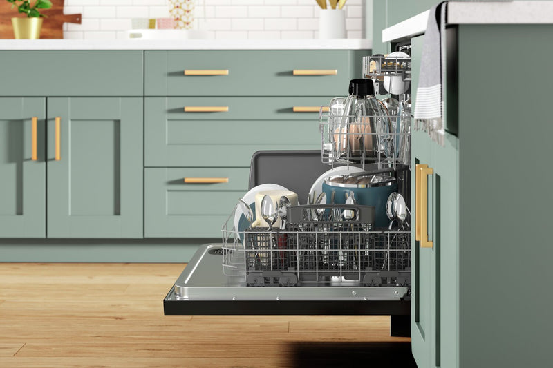 Lave-vaisselle encastré Whirlpool de 24 po et de 47 dBA avec commandes sur le dessus et 3e panier - acier inoxydable noir résistant aux traces de doigts - WDT970SAKV