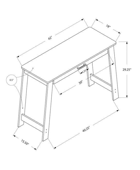 Bureau Kristina de 42 po avec tiroir - gris