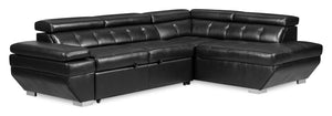 Sofa-lit sectionnel de droite Element 2 pièces en similicuir avec appuie-têtes réglables et port USB - noir
