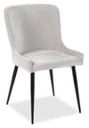 Chaise de salle à manger Lexi en tissu d’apparence velours et en métal - taupe
