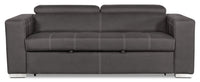  Sofa-lit Drake de 87 po en tissu de suédine avec lit rétractable, appuie-têtes relevables et capitonnage à boutons - gris