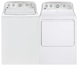 Laveuse à chargement par le haut de 4,9 pi3 et sécheuse électrique de 7,2 pi3 de GE - blanches