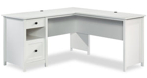 Bureau Cayla en forme de L - blanc doux 