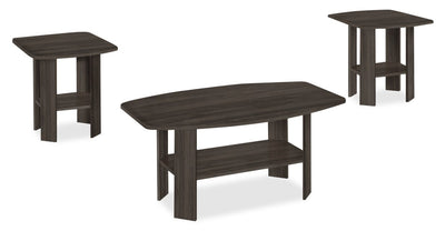 Everest 35.5" Rustic 3-Pack Coffee + 2 End Tables with Shelf - Brown Oak |Ensemble 3 tables rustiques Everest de 35,5 po (table à café et 2 tables de bout) avec tablette - chêne brun