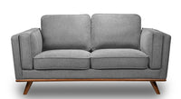  Causeuse Kassia de Kort & Co. de 65,4 po en tissu d’apparence lin avec base et pattes en bois - grise