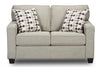 Causeuse Sawyer de 57 po fabriquée au Canada en tissu d’apparence lin avec coussins réversibles et coussins décoratifs - gris clair