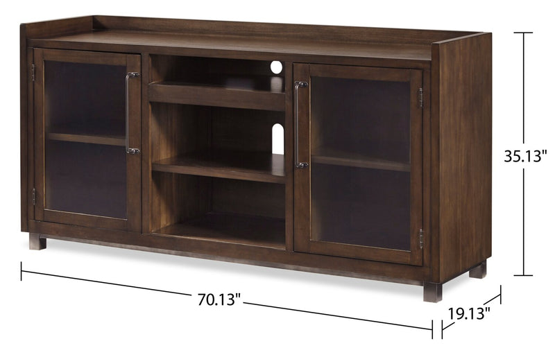 Meuble pour téléviseur traditionnel Starmore de 70 po avec rangement et système de gestion des câbles pour téléviseurs jusqu’à 80 po - brun